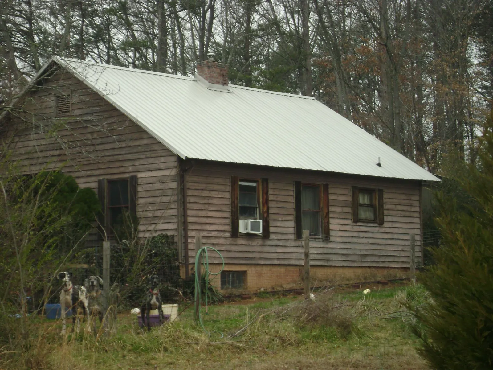 White metal roof on an old wood sided farmhouse, from a Asphalt Shingle Roof Repair job in Rural Valley